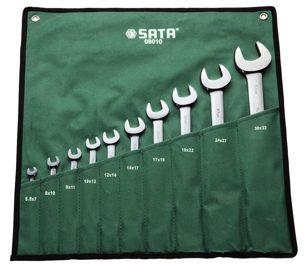 10件套全抛光双开口扳手 08010